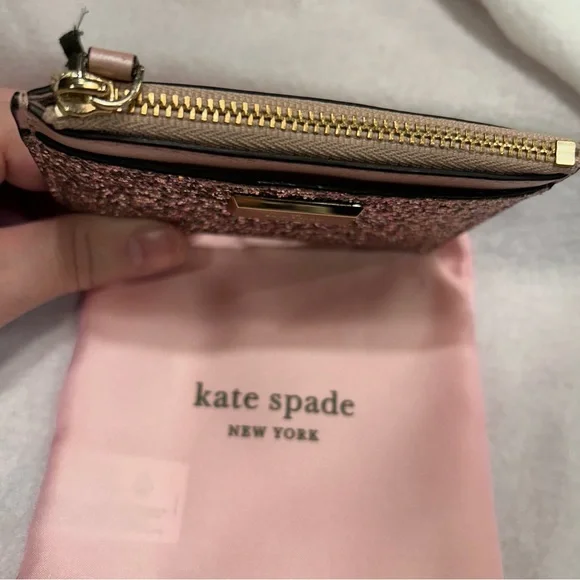 Kate Spade pink/rose gold Sunset Lane Adi coin zip mini wallet. NWT. - Picture 7 of 9